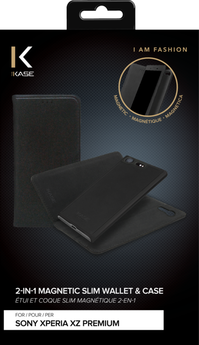 Étui et Coque slim magnétique 2-en-1 pour Sony Xperia XZ Premium, Noir