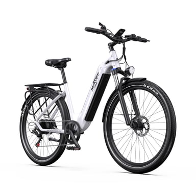 ONESPORT OT05 bicicletta elettrica da città, motore da 250 W, batteria da 36 V 18,2 Ah, pneumatici da 27,5 pollici - Bianco