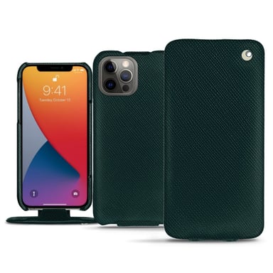 Funda de piel Apple iPhone 13 Pro - Solapa vertical - Verde - Piel saffiano