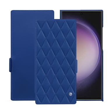 Housse cuir Samsung Galaxy S24 Ultra -  - Bleu - Cuir lisse couture