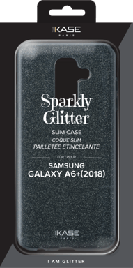 Carcasa delgada con purpurina para Samsung Galaxy A6+ 2018, negro