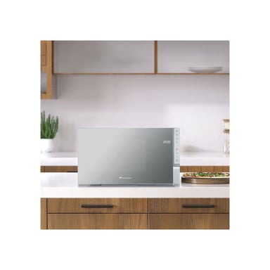Four micro-ondes pose libre Continental Edison CEMO25UX 1400 W 25 L Inox porte latérale à miroir 8 programmes Gris