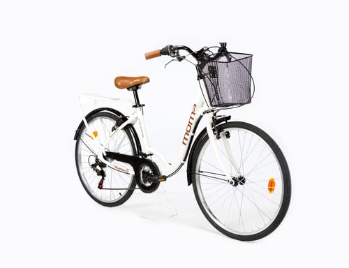 Vélo de Ville City Classic 26'', Aluminium SHIMANO 18v, Blanc