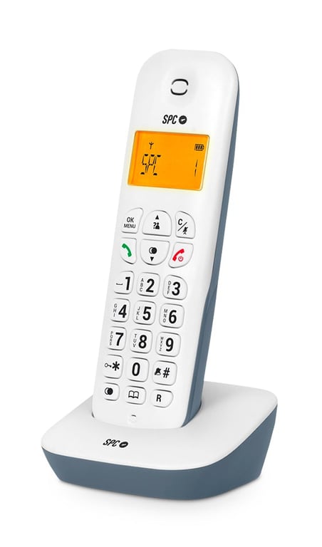 SPC Air Pro Duo – Téléphone Fixe sans Fil Duo avec écran Lumineux identificateur d’Appel Mains Libres Mode Mute répertoire 20 Contacts compatibilité Gap et Mode ECO