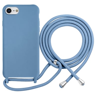 Coque pour iPhone 7 / 8 en TPU Premium Color Lace avec Cordon Tour de Cou Bleu