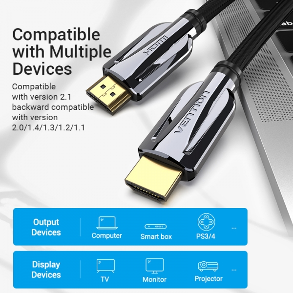 Vention HDMI 2,1 Cable 8K/60Hz 4K/120Hz 48Gbps HDMI Cables digitales divisor para Xiaomi TV Box HDR10 + PS5 Cable de interruptor HDMI 2,1