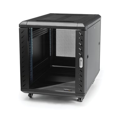 StarTech.com Armoire Rack Serveur 12U à 4 Montants, Armoire Verrouillable 19'' pour Ordinateur/AV/Équipement IT, Rack Réseau pour Bureau/Domicile avec Roulettes et Rails de Montage Ajustables