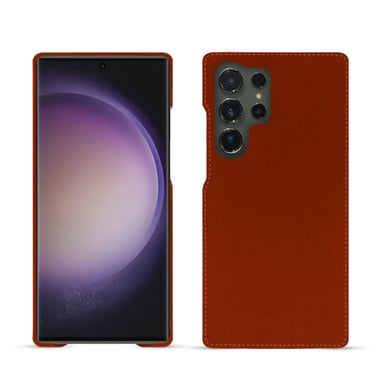 Coque cuir Samsung Galaxy S24 Ultra -  - Orange - Cuir vegan