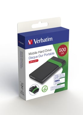 Verbatim 53111 disque dur externe 512 Go 5400 tr/min 2.5'' Micro-USB B 2.0/3.2 Gen 1 (3.1 Gen 1) Noir, Vert