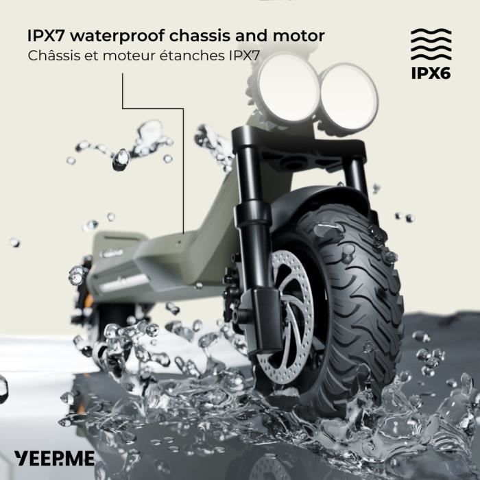 Trottinette électrique YEEP.ME DAKAR SUV CROSS Roues 10 48V Autonomie 50km Triple phare et clignotants - vue 4