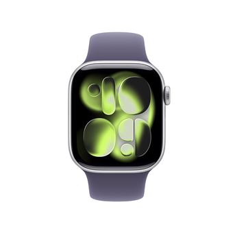 Apple Watch Series 11 GPS 42mm Boitier en Aluminium Argent avec Bracelet Sport Brume Violette - M/L