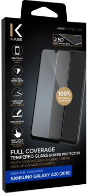 Protezione dello schermo in vetro temperato (100% di copertura della superficie) per Samsung Galaxy A20 2019, nero