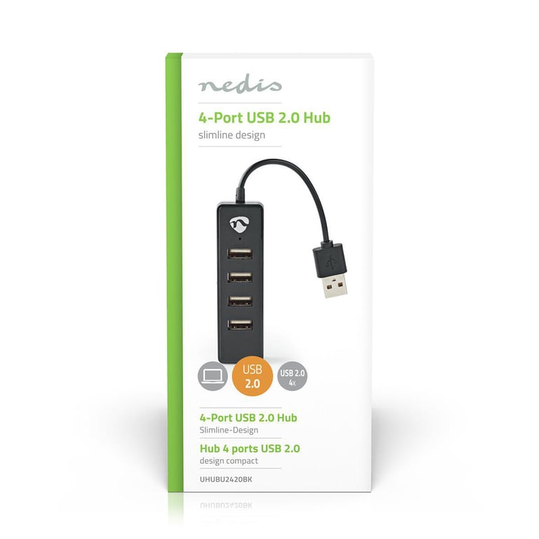Nedis Hub USB A vers 4x Ports USB A UHUBU2420BK - vue 3