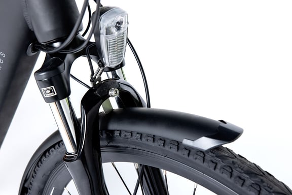 Velo de Ville Electrique E-CITY 28 PRO Moteur Central, Alu.  SHIMANO 7 Vitesses & Freins a disque Hydraulique, Bat. Ion Lithium 48V 13Ah