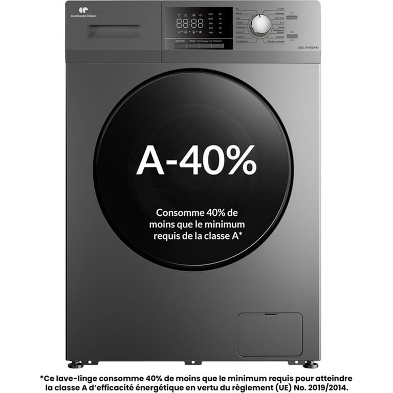 Lave linge hublot CONTINENTAL EDISON CELL10140SA40 10 kg Induction L60 cm Classe A 1400 trs - vue 2