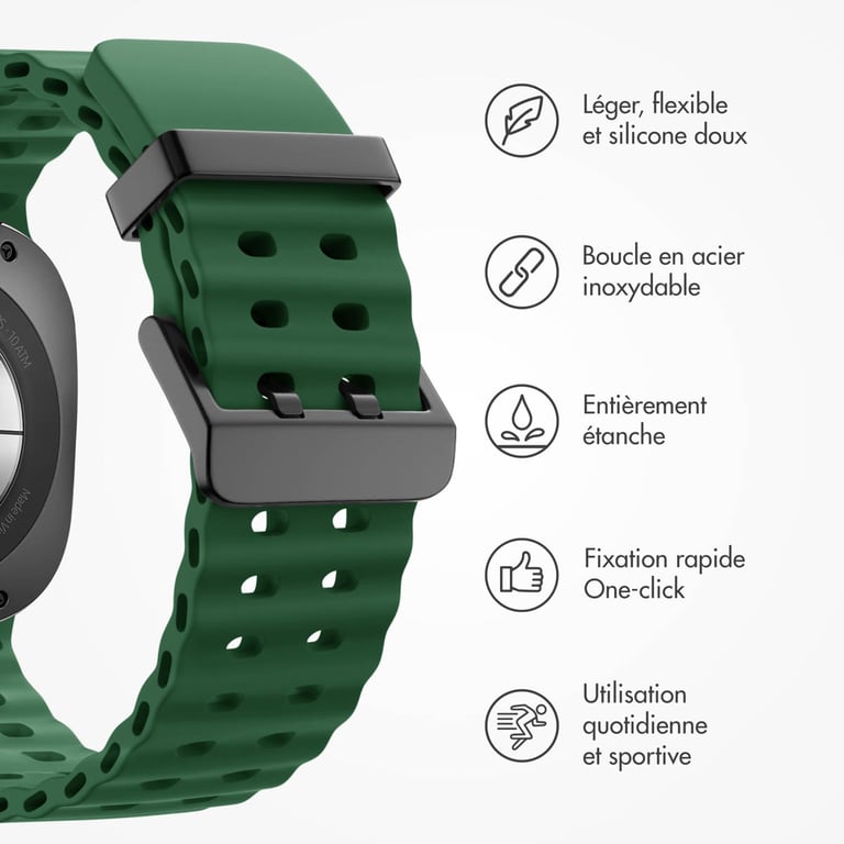 imoshion Bracelet Ocean en silicone pour Samsung Galaxy Watch Ultra (2024/2025) - Vert foncé - Neuf