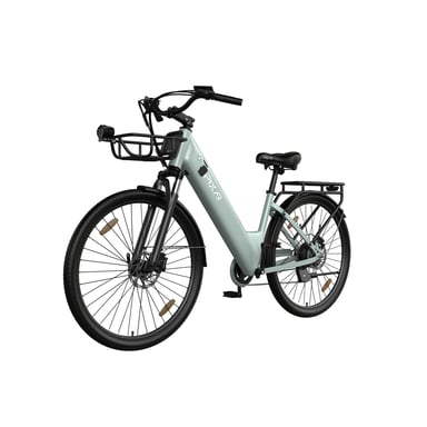 Bicicleta eléctrica urbana PIXAR C1 PRO, batería de 36 V y 18 Ah, Shimano de 7 velocidades, frenos hidráulicos - Verde