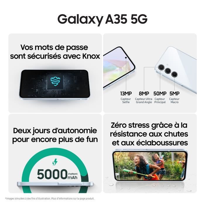 Galaxy A35 (5G) 128 Go, Lilas, Débloqué - Neuf