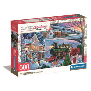 Puzzle 500 pièces Train de Noël Clementoni 49 x 36 cm Multicolore avec poster - Neuf