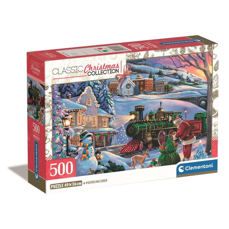 Puzzle 500 pièces : Le Train de noël Clementoni Puzzles - vue 1
