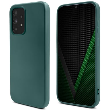 Moozy Lifestyle. Coque en silicone pour Samsung A33 5G, vert foncé – Coque légère en silicone liquide avec finition mate et doublure en microfibre douce, coque en silicone de qualité supérieure