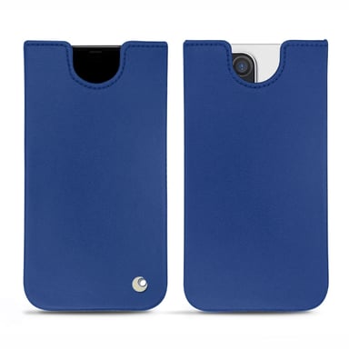 Pochette cuir Apple iPhone 14 Pro Max - Pochette - Bleu - Cuir lisse