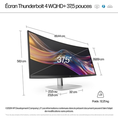 HP Series 7 Pro Monitor WQHD+ Thunderbolt 4 Pro de la serie 7 de 37,5 pulgadas: 738pu