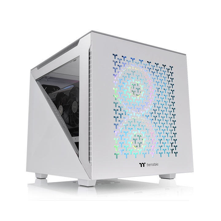 Thermaltake Divider 200 TG Air Snow Micro bo�îtier micro ATX panneau latéral fenêtré verre trempé pas d'alimentation PS2 USBAudio - vue 2