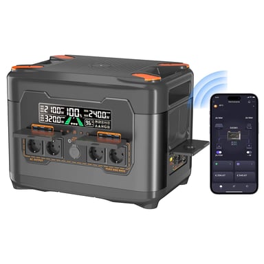 Stazione di alimentazione portatile NEWSMY S2400 3000?W, batteria LiFePO? da 2047,5?Wh, ricarica rapida CA 2000?W, ingresso solare, 4?×?uscite CA, uscite USB?C e CC, backup UPS 10?ms per backup domestico, campeggio e utilizzo off?grid