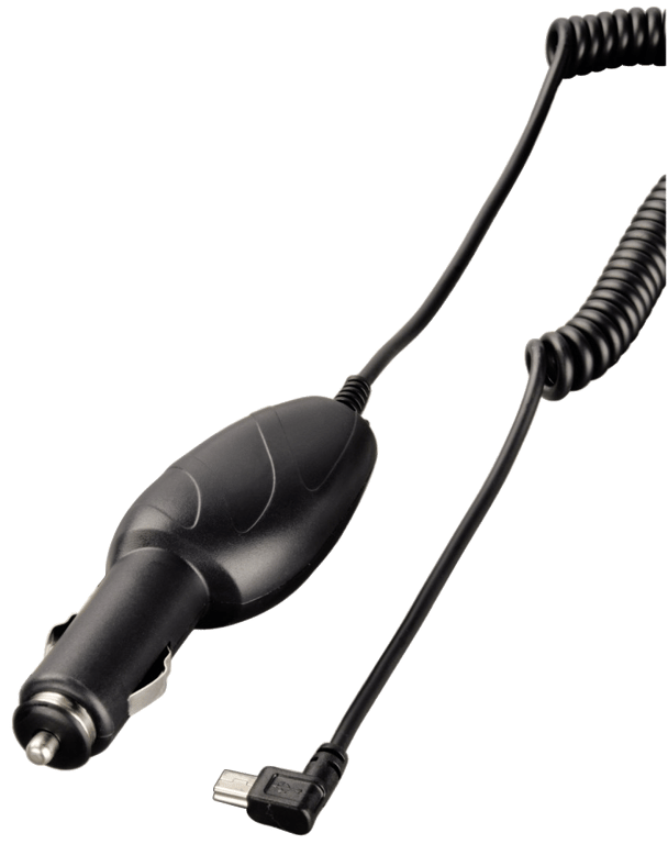 Chargeur allume-cigare avec connecteur mini USB coudé, 1A