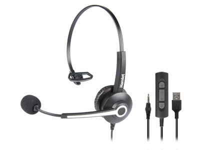 Hamlet HHEADM-UJM Cuffia cablata ad archetto da tavolo/centro di chiamata USB Type-A Nero