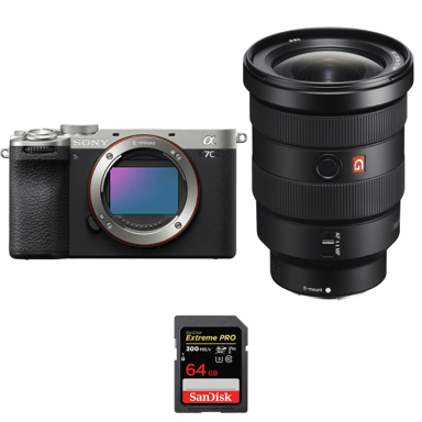 Appareil photo hybride Sony A7C II Silver + FE 16-35mm f/2.8 GM + 1 SanDisk 64GB Extreme PRO UHS-II + Ebook ''20 astuces pour des images qui claquent''