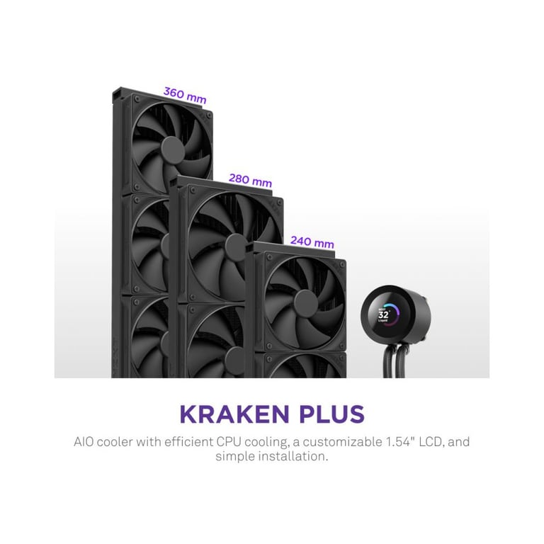 NZXT Kraken Plus 280 Processeur Refroidisseur de liquide tout en un 14 cm Neuf - vue 3