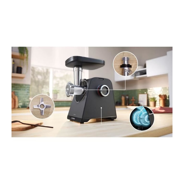 Hachoir Électrique à Viande BOSCH MFWS430B – 500 W, 3 Grilles, Marche Arrière - vue 4