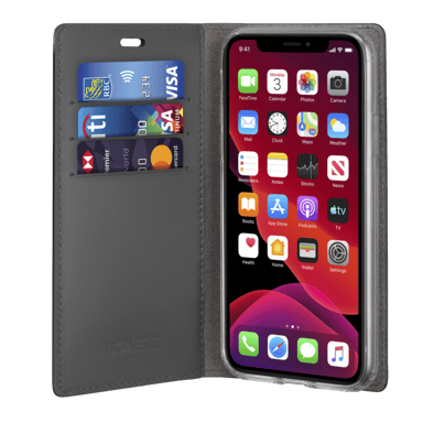 Diarycase 2.0 Guscio in vera pelle con supporto magnetico per Apple iPhone 11 Pro, nero notte