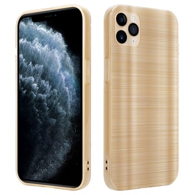 Coque pour Apple iPhone 11 PRO MAX en Brushed Or Housse de protection Étui en silicone TPU flexible au design brossé