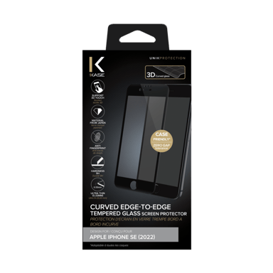 Protezione dello schermo in vetro temperato da bordo a bordo per Apple iPhone SE 2022, nero