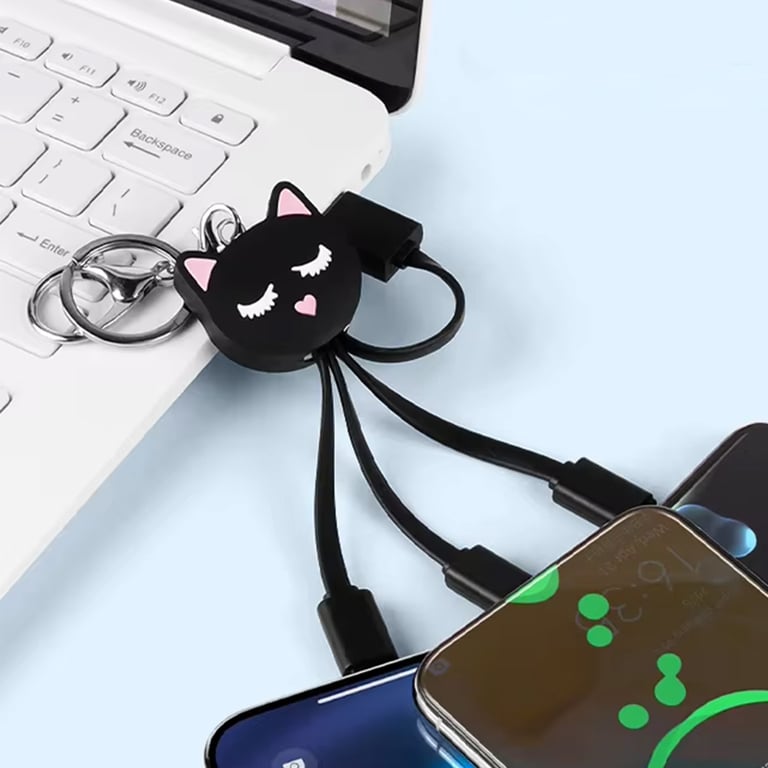 Câble Usb Amicro Usb & Usb C & Lightning Chat Yello Koko Bigben Le Câble - vue 3