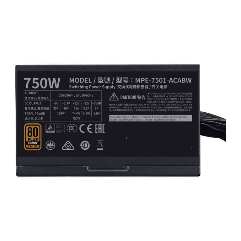 COOLER MASTER MWE V2 Alimentation Certifiée 80 Plus Garantie Câbles plats Neuf - vue 3