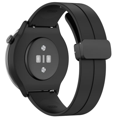 Correa de reloj con hebilla magnética de silicona. Black 22 mm Samsung Galaxy Watch 3 45 mm/Gear S3 Classic, Frontier, Huawei Watch Buds/GT Runner/GT2 Pro, Xiaomi Watch S1 Pro, Garmin Forerunner 255/Vivoactive 4