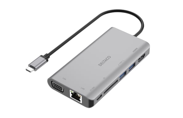 Deltaco USBC-HDMI18 replicatore di porte e docking station per laptop Cablato USB 3.2 Gen 2 [3.1 Gen 2] Type-C Nero (DELTACO USBC-HDMI18 - dockingstation -)