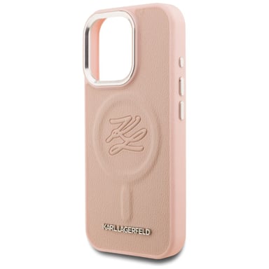 Custodia Karl Lagerfeld Initial & Metal Logo MagSafe per iPhone 16 Pro Max, rosa