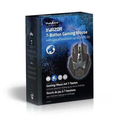 Nedis GMWD200BK ratón Juego mano derecha Óptico 2400 DPI