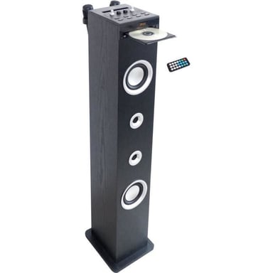 HP49CD Sound Tower - Lettore CD Bluetooth e funzione Karaoke - 100W - Radio FM - Porta USB - Aux-in - Nero