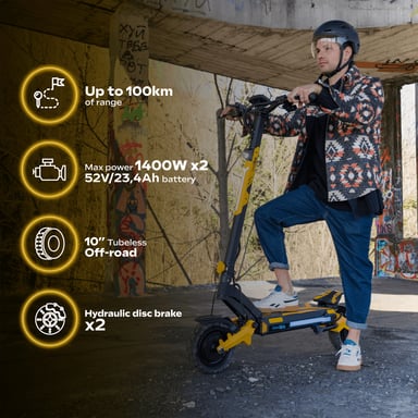 Urbanglide 1000GT 2x2 Noir, Jaune 25 km/h 23,4 Ah - Neuf Jaune - vue 4
