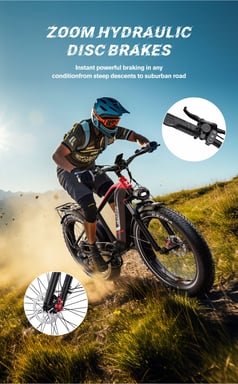 Bicicleta eléctrica DUOTTS F26 Lite de 500 W con batería de 48 V y 18 Ah, neumáticos anchos de 26'', autonomía de 80-90 km, frenos de disco hidráulicos y cambio Shimano de 7 velocidades