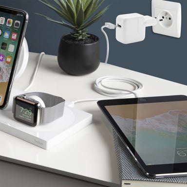 Chargeur Adaptateur Secteur USB 12W Compatible iPod iPad IPhone d'Origine Blanc