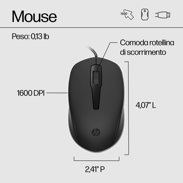 HP 150 Wired Mouse and Keyboard clavier Souris incluse USB Noir - Neuf