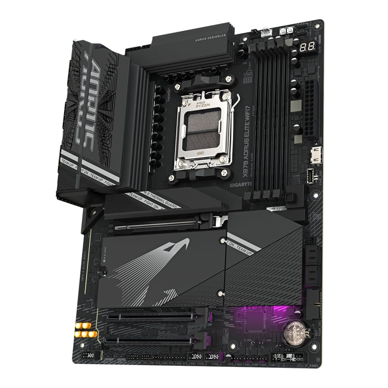 GIGABYTE X870 AORUS ELITE WIFI7 Carte Mère - Prend en charge les processeurs AMD Ryzen 9000, 16+2+2 phases VRM, jusqu'à 8000MHz DDR5 (OC), 3xPCIe 5.0 + 1xPCIe 4.0, Wi-Fi 7, LAN 2,5GbE, USB 4 - Neuf