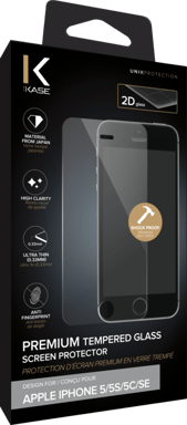 Protection d'écran premium en verre trempé pour Apple iPhone 5/5s/5c/SE, Transparent